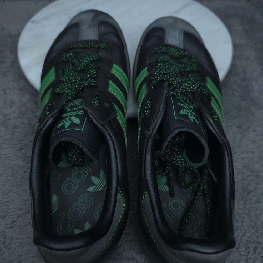 Adidas Samba Shoes Womens Size 6.5 Black Green Leather Gum Sole Soccer Sneakers